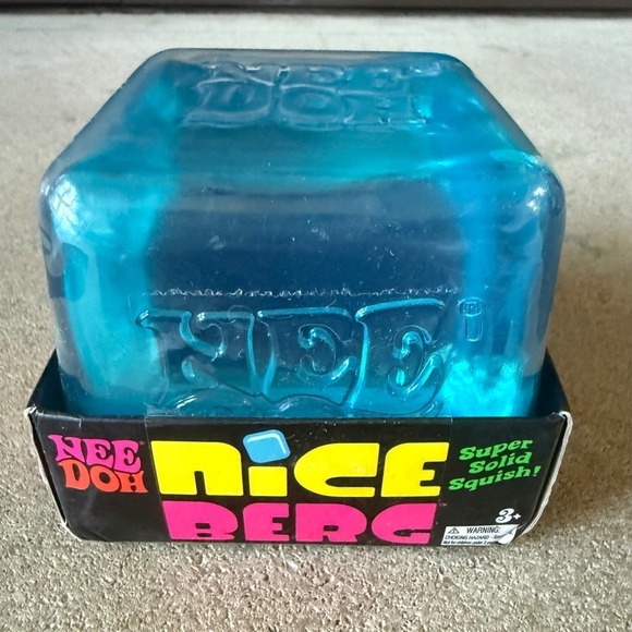 Schylling Other - NeeDoh Nice Berg Fidget Toy Blue‎ Squishy Stress Relief Sensory Cube Nee Doh NEW